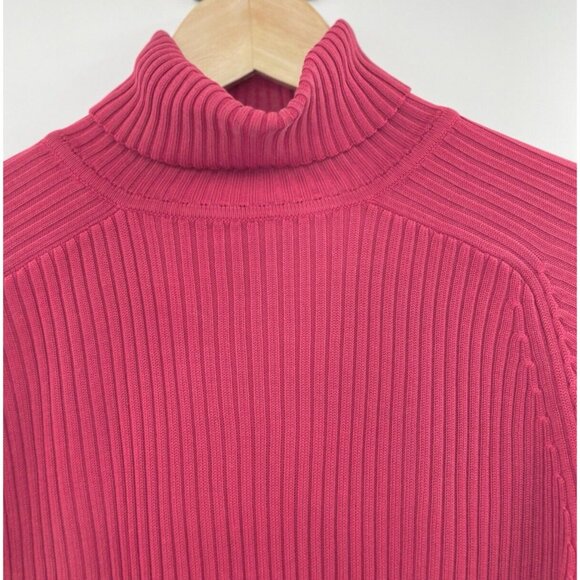 Caslon Plus Size 100% Silk Red Ribbed Turtleneck Sweater 1x, Classic, Runs Small - Picture 9 of 11